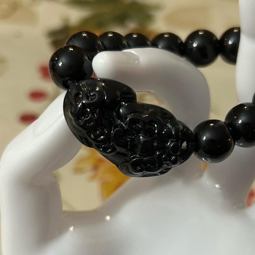 Lucky Bracelet with Obsidian Stone and Pixiu